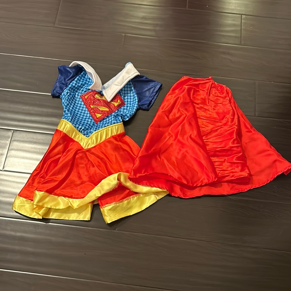 Girls Superwomen/ Supergirl Halloween Costume Dress and Cape - worn 1 time